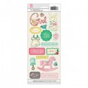 Stickers vintage baby girl - planche de Stickers sur fond transparent